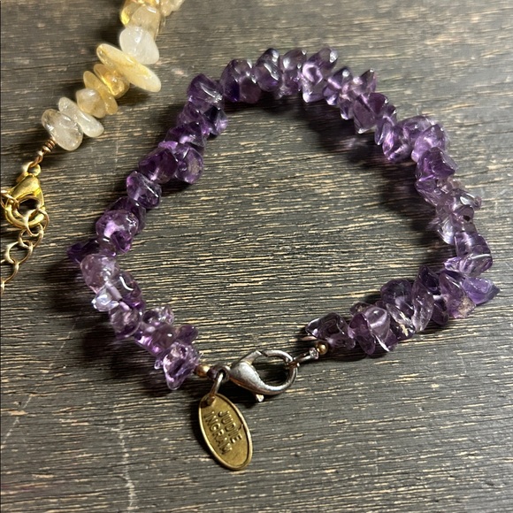 Citrine and Amethyst Gemstone Chip Bracelet Set - Picture 2 of 3